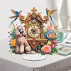 (US Local)Acrylic Special Shape Flower Bird Diamond Painting Clock Ornaments Kit