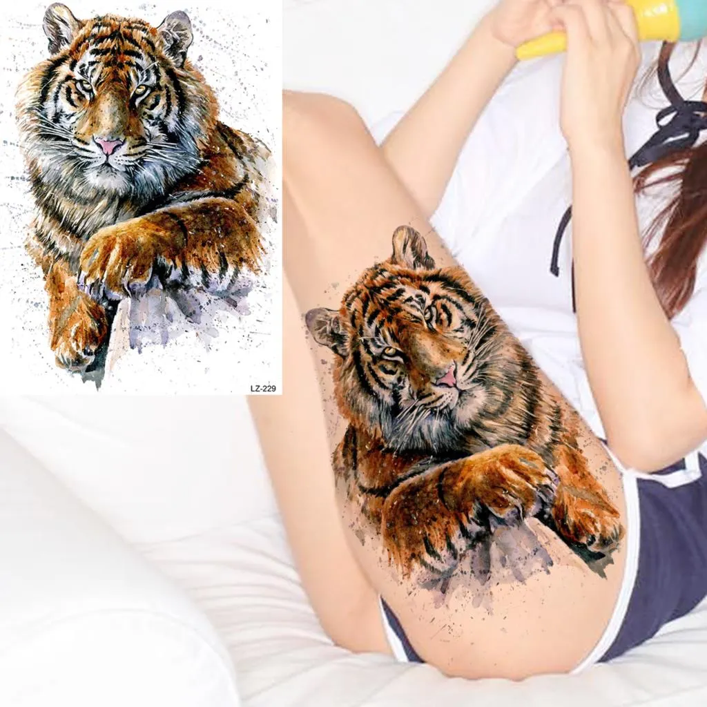 Sdrawing Cuttlefish Skeletion Scary Temporary Tattoos For Men Women Pirate Tiger Skull Totem Fake Tattoo Sticker Tatoos Octopus