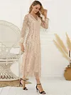 Fringed Sequined See-Through V-neck Maxi Dress