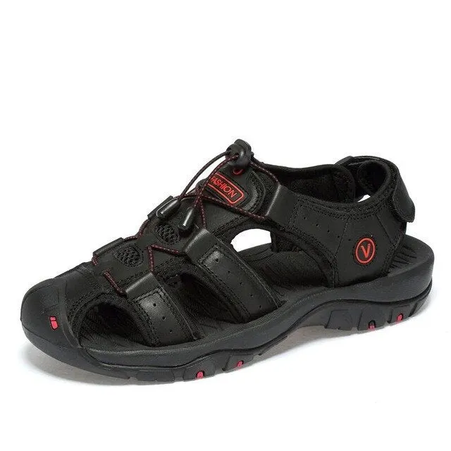 MIXIDELAI New Fashion Summer Beach Breathable Men Sandals Brand Genuine Leather Men's Sandals Man Casual Shoes Plus Size 38-47