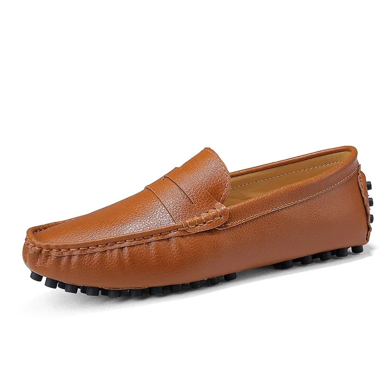 Genuine Leather Men Shoes Luxury Brand Formal Casual Mens Loafers Moccasins Soft Breathable Slip on Boat Shoes Plus Size 39-50