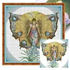 >SALE<Embroidery Eco-cotton Thread 14CT Printed Mermaid Cross Stitch Artwork 46x46cm