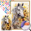 Diamond Painting -DIY Round Partial AB Drill Sunflower Horse(45x65cm)