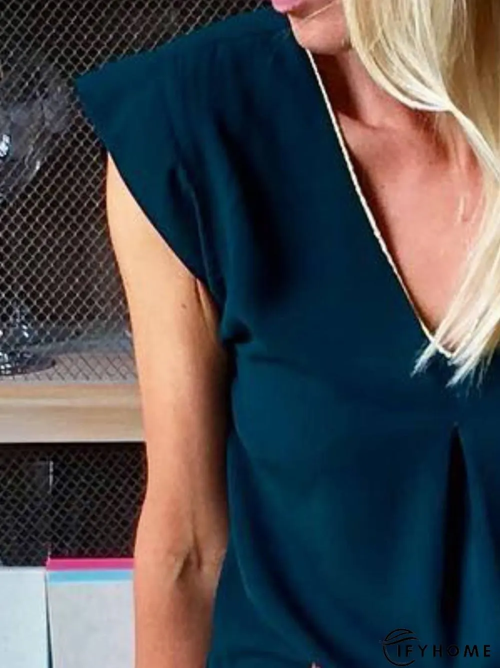 Shift Casual Plain V neck Weaving Dress | IFYHOME