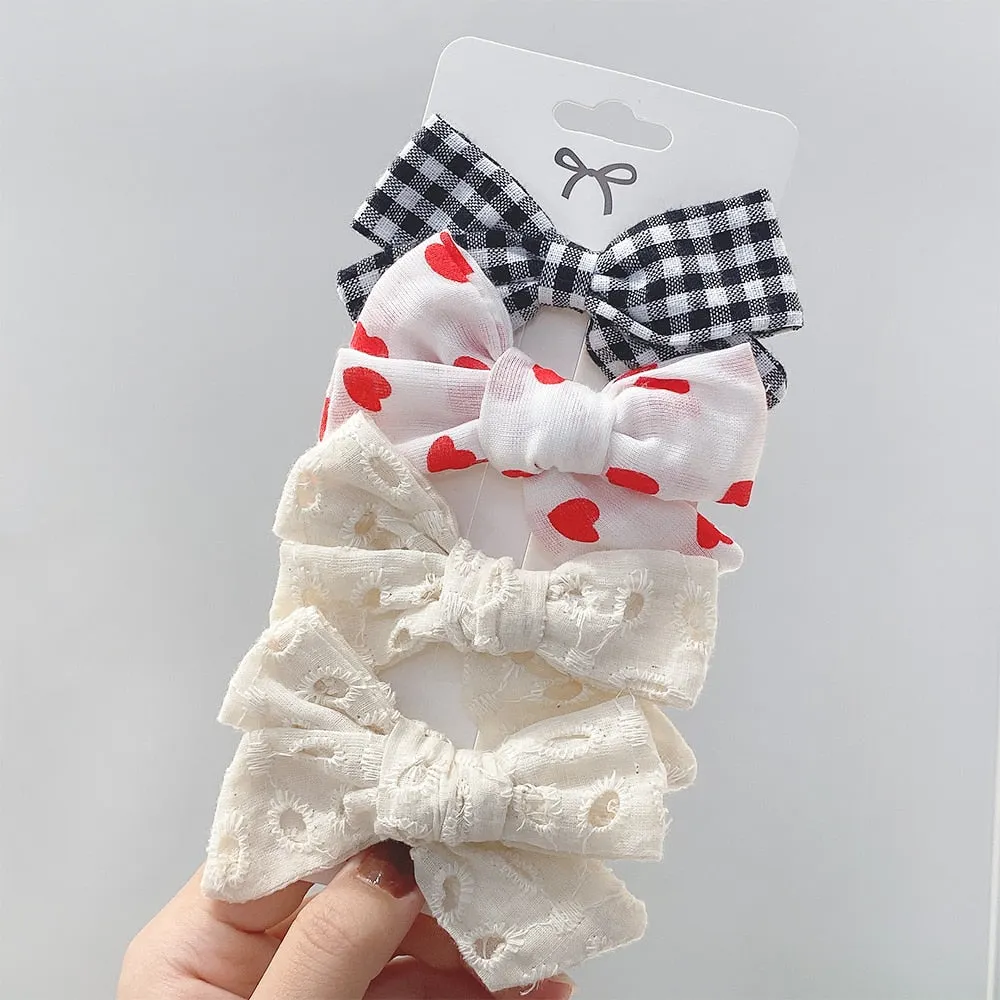 4Pcs/set 2021 New Leopard Print Hair Clips For Cute Girls BB Boutique Hairpins Bowknot Barrettes Headwear Kids Hair Acesssories