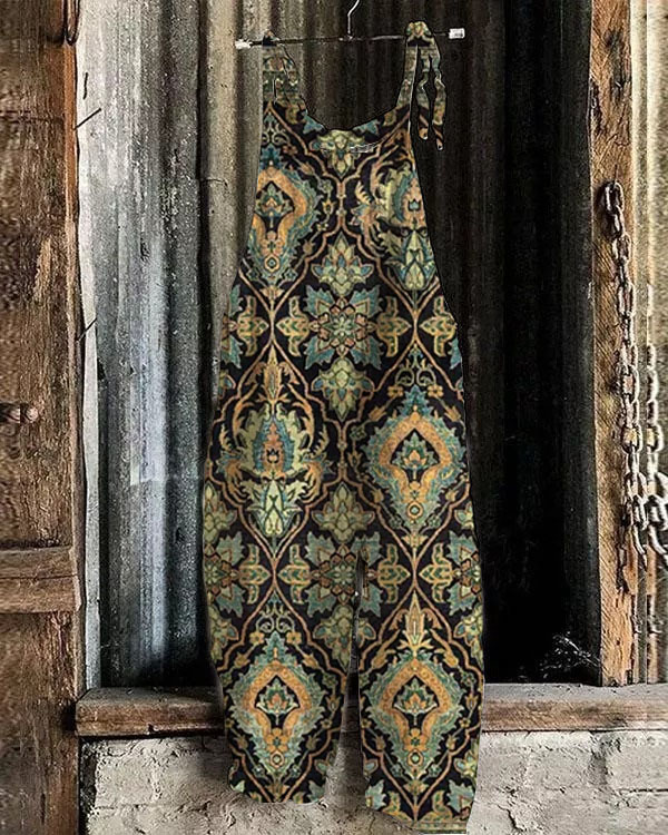 Women's Vintage Floral Print Jumpsuit
