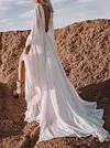 Solid Color Split-Joint Puff Sleeves Bohemian Maxi Dress