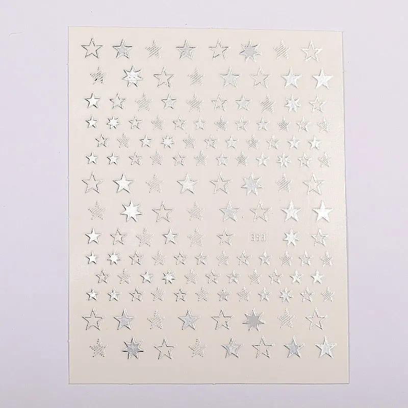 1 Sheet Butterfly Stars Series Nail Sticker Flower Leaves Slider Transfer Nail Decals Decoration Nail Art DIY Accessories-Nail Inspo