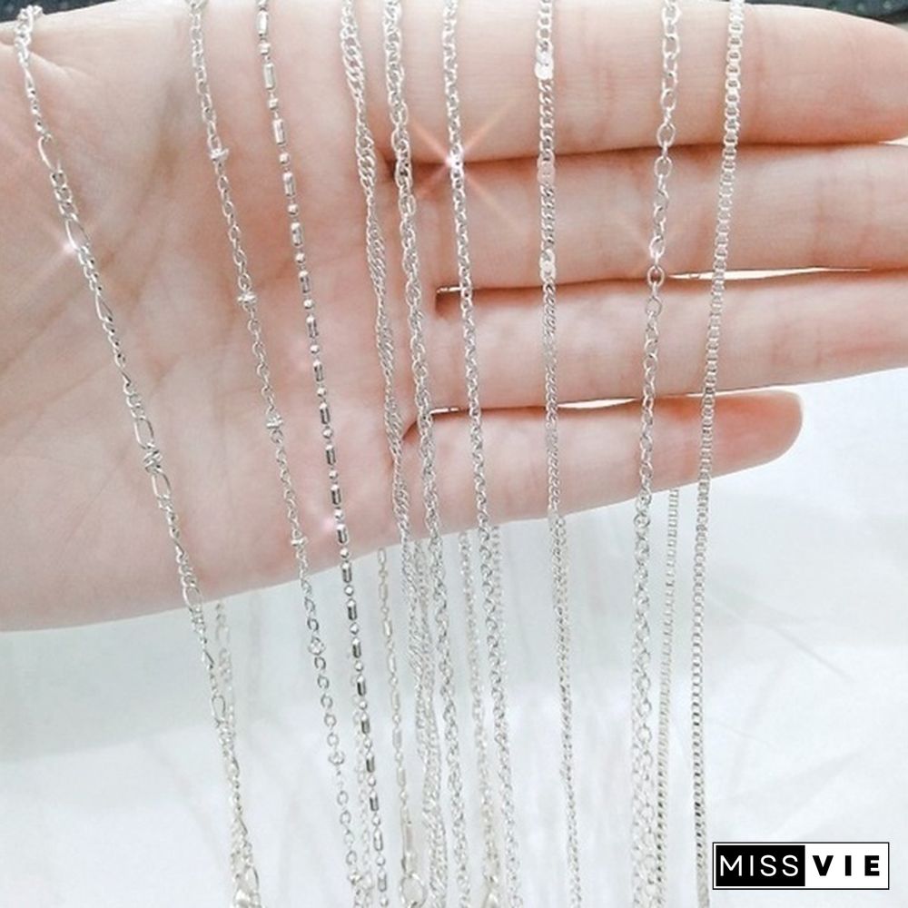 5/10/20pcs Mix 10 Styles Random 18 Genuine 925 Silver Link Necklace Set Chains+Lobster Clasps 925 PlatingTag