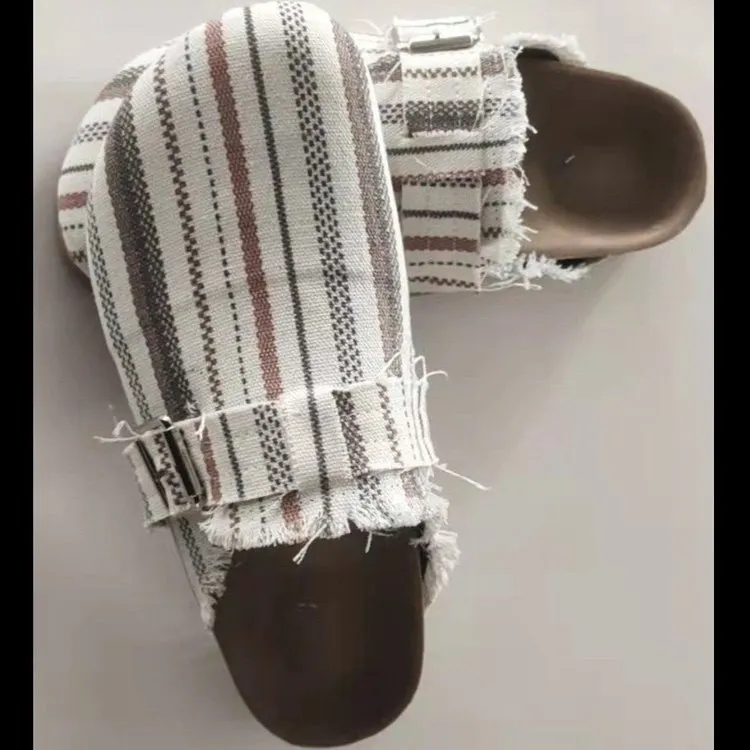 Breakj Breakj Bag Head Slippers Women's Shoes Denim Cloth New Large-Size Women Half-To-Pinned Slippers Women