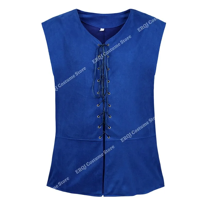 Billionm Vest Faux Leather Medieval Waistcoat for Men Cosplay Chevalier Costume Plus Size Renaissance Vest Brown Black Blue