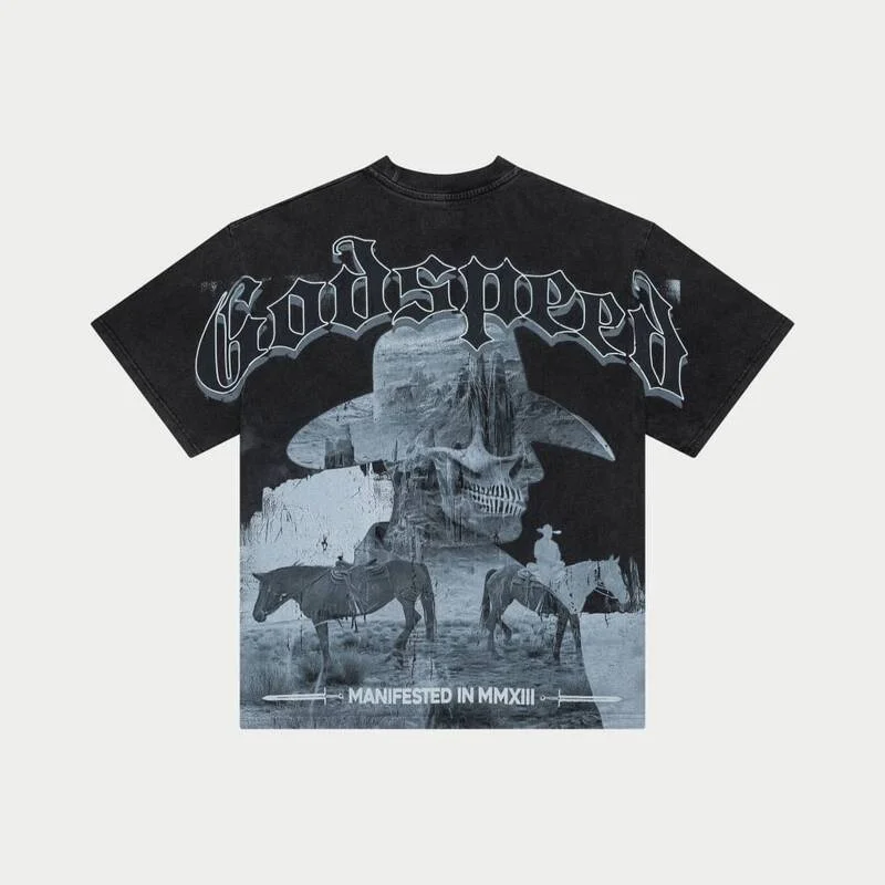 Godspeed Skull Graphic T-Shirt | Oversized Gothic Streetwear Tee