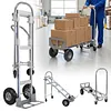 [US Local Warehouse] Convertible Hand Truck Alloy Fold Handcart Swivel Caster Tow Cart Cargo Trolley Convertible Hand Truck Dolly Cart With Wheels for Delivery Driver/Mover