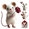 Felt Mouse Ornaments Cute Charming Handmade Valentine Felt Mice Figurines Valentines Day Gift Animal Decoration for Easter Gifts Wedding Party Supply