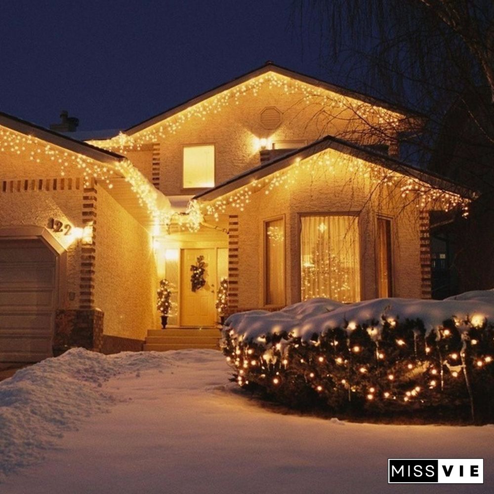 New Droop Curtain Icicle String Light 100LED 10M Christmas/Wedding/Party Decoration Lights Garland AC 110V 220V Outdoor Waterproof Led Lamp 4 Colors