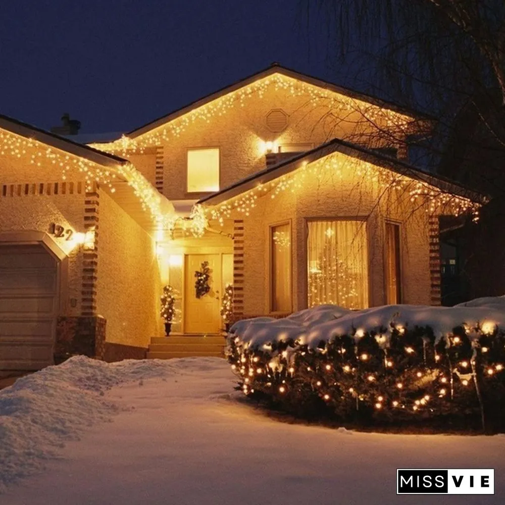 New Droop Curtain Icicle String Light 100LED 10M Christmas/Wedding/Party Decoration Lights Garland AC 110V 220V Outdoor Waterproof Led Lamp 4 Colors
