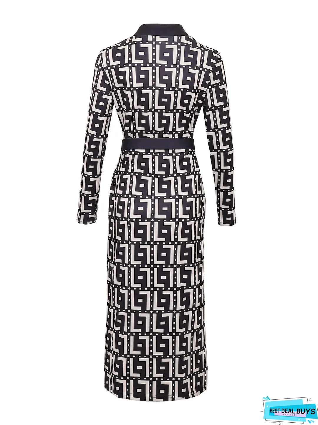 Bodycon Plaid V-neck Dress Without Belt, Elegant Long Sleeve Dress For Spring & Fall, Women's Clothing