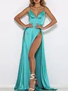 Split-Side Backless Condole Belt Maxi Dresses