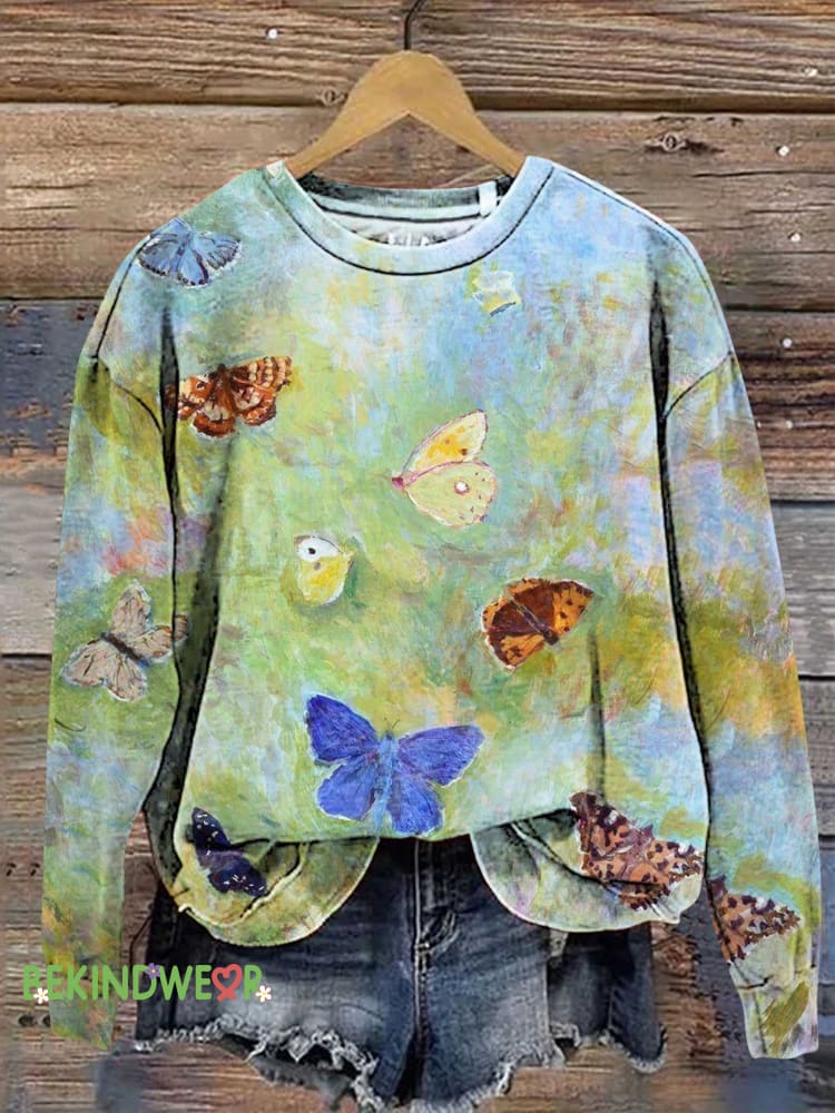 Retro Butterfly Sweashirt Multicolor / S
