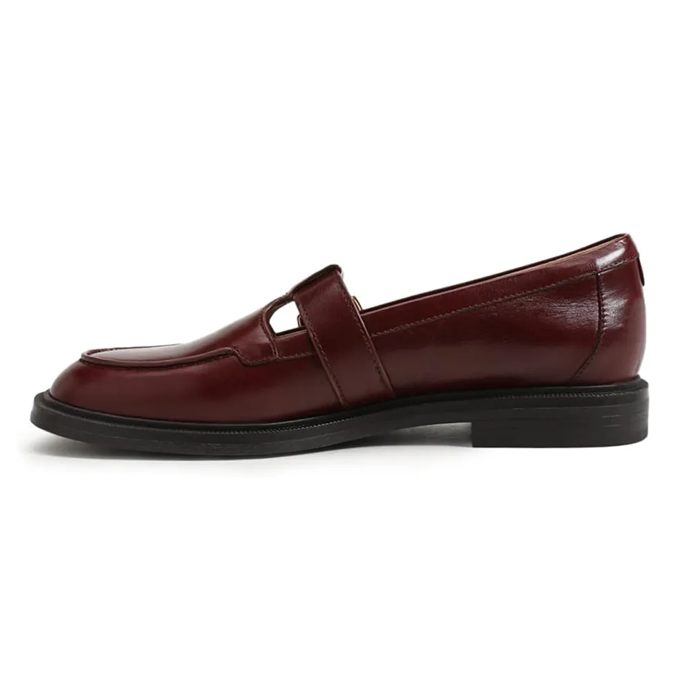 Brown Vegan Leather Round Toe Flat Comfy Loafers for Women