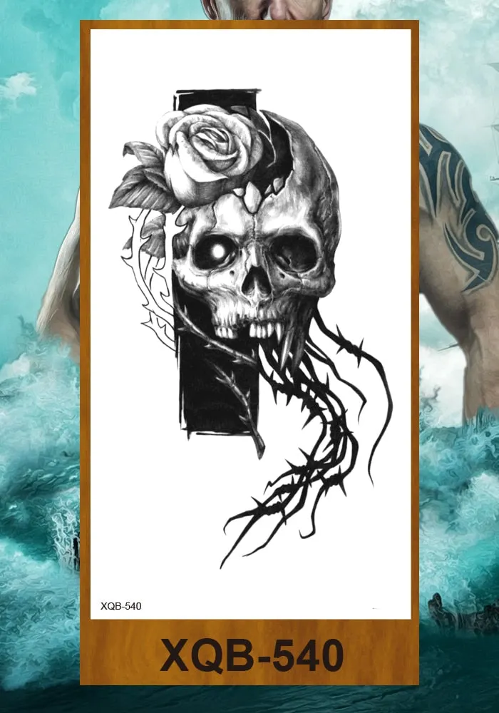 Tattoo Sticker Tribal Mighty Tiger Tatoo Men Women Africa Serengeti Lion Temporary Tattoo Black Indian Warrior Waterproof Flash