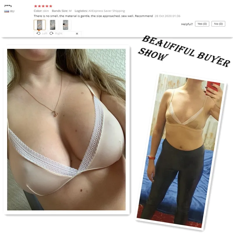 Sexy Bralette Wireless Unlined Bra Woman Underwear Soft Comfortable Sleep Tops French Lace Bralet Intimates Lingerie Satin Bras