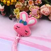 Full Bead Embroidery Keychain Rabbit Printed Craft Gifts(6.5x8cm)