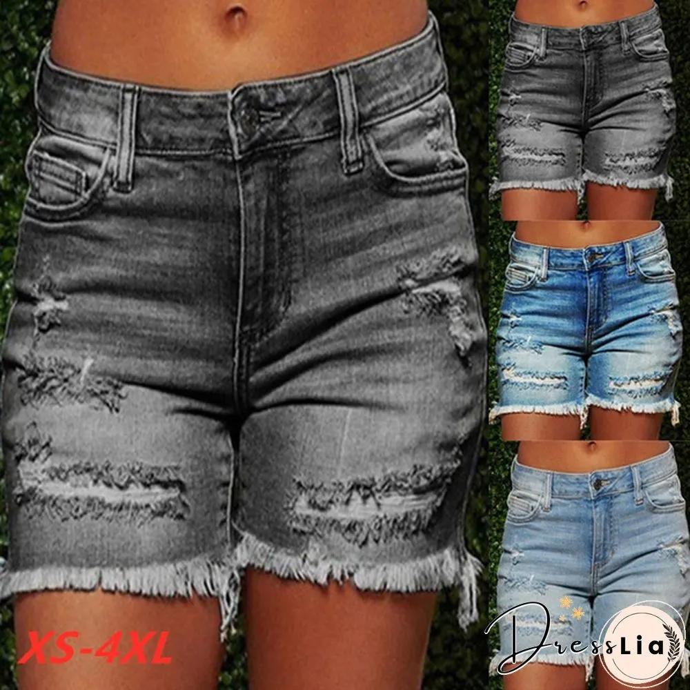 Plus Size Womens Ladies High Waist Short Jeans Shorts Denim Pants