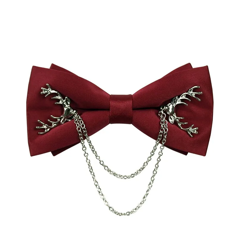 Upscale White Shirt Tassel Chain Rhinestone Bow Tie Bowtie Wedding Best Man Bowknot Red Luxury Tie Formal Dress Gifts for Men