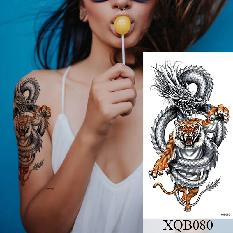Waterproof Temporary Tattoo Sticker Old School Rose Lotus Flash Tattoos Flower Lace Body Art Arm Fake Tatoo Women Men