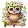 (US Local)Wooden Special Shape Owl 2 Hooks Diamond Painting Hook Rail for Wall Cabinet