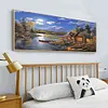 (Big Size) 5D Full Drill Round Diamond Painting Riverside Lodge Mosaic for Bead Art