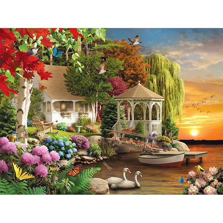 Small Garden Scene (40*50CM) 11CT Stamped Cross Stitch gbfke