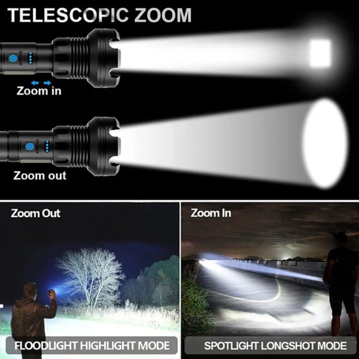 🔥Last Day 70% OFF! 🎉LED Rechargeable Tactical Laser Flashlight 90000 High Lumens