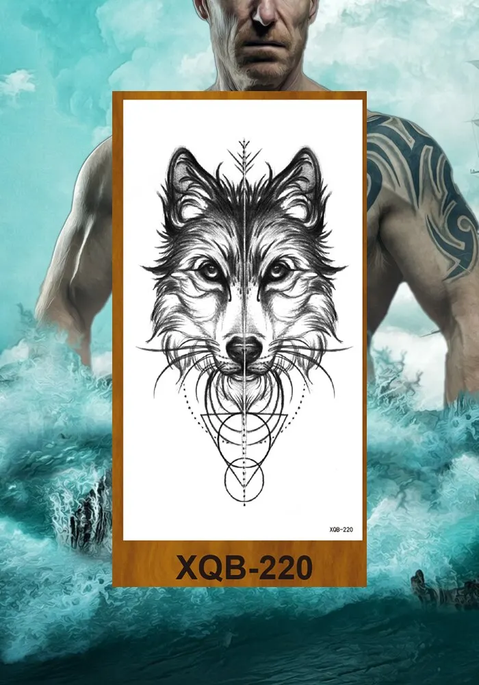 Temporary Tattoo Stickers Snake Bear Owl Fox Mermaid Tiger Wolf Lion King Men Women Girl Arm Body Chest Fake Body Leg Art Tatoo