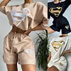 Women's Summer Sports And Leisure Embroidered Sweater 2-Piece Suit