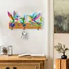(US Local)DIY Diamond Painting Bird Wooden Hook Rail with 3 Hooks Punch Free Crafts Decor Kit