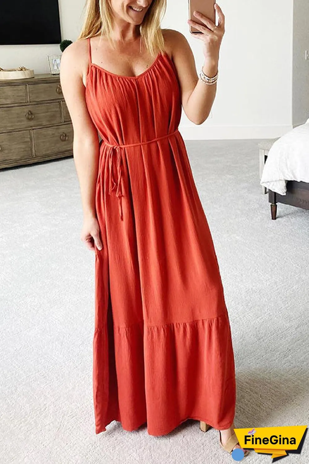 Ruffles Hem Slip Maxi Dress
