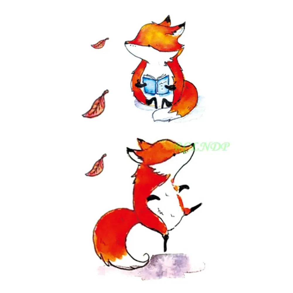 Waterproof Temporary Tattoo cute squirrel fox dog rabbit owl Cat animal fake tatto stickers flash tatoo for kids girl women lady