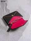 Short wallet made of top-grain cowhide, multi-functional color-blocked wallet, document holder, and card holder