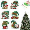 (US Local)6pcs Xmas Gnome  DIY Diamond Painting Art Pendant Wall Door Decoration