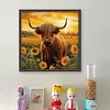 (Stamped/Counted) Hignland Cow Sunflower - 11CT Cross Stitch 40*40cm