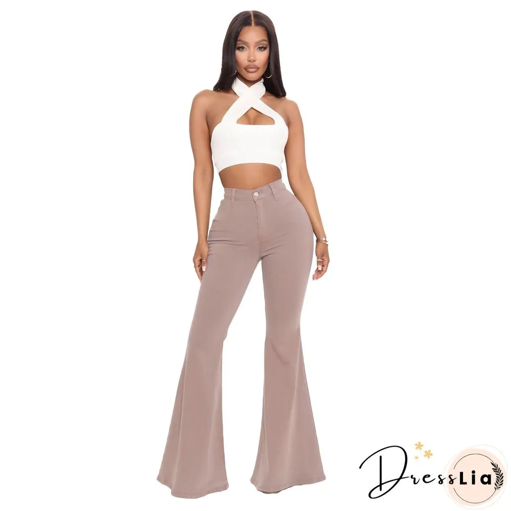 High Waist Stretch Plus Size Flare Jeans Pants