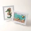 DIY Resin Beach Art Craft Kit with Frame, Resin Art Sea Glass Craft, Ocean Color Design, Materials for Adults Home Decor Desk Display, Ocean Themed DIY Kit Set and Creative Birthday Gift