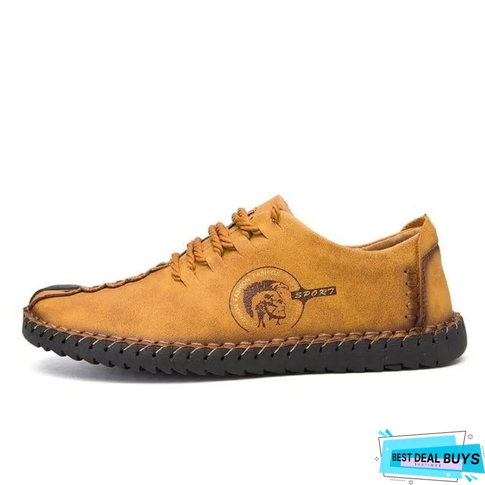 Men's Comfortable Casual Loafers Shoes Split Leather Flats Moccasins Shoes