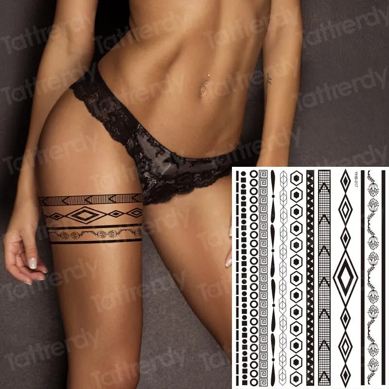 stockings tattoo legs black henna lace legging tatoo thigh hand rose flower jewelry stickers indian arabic water body decal