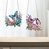 (US Local)2Pcs Butterfly Special Shape Diamond Painting Hanging Pendants for Wall Window Decor