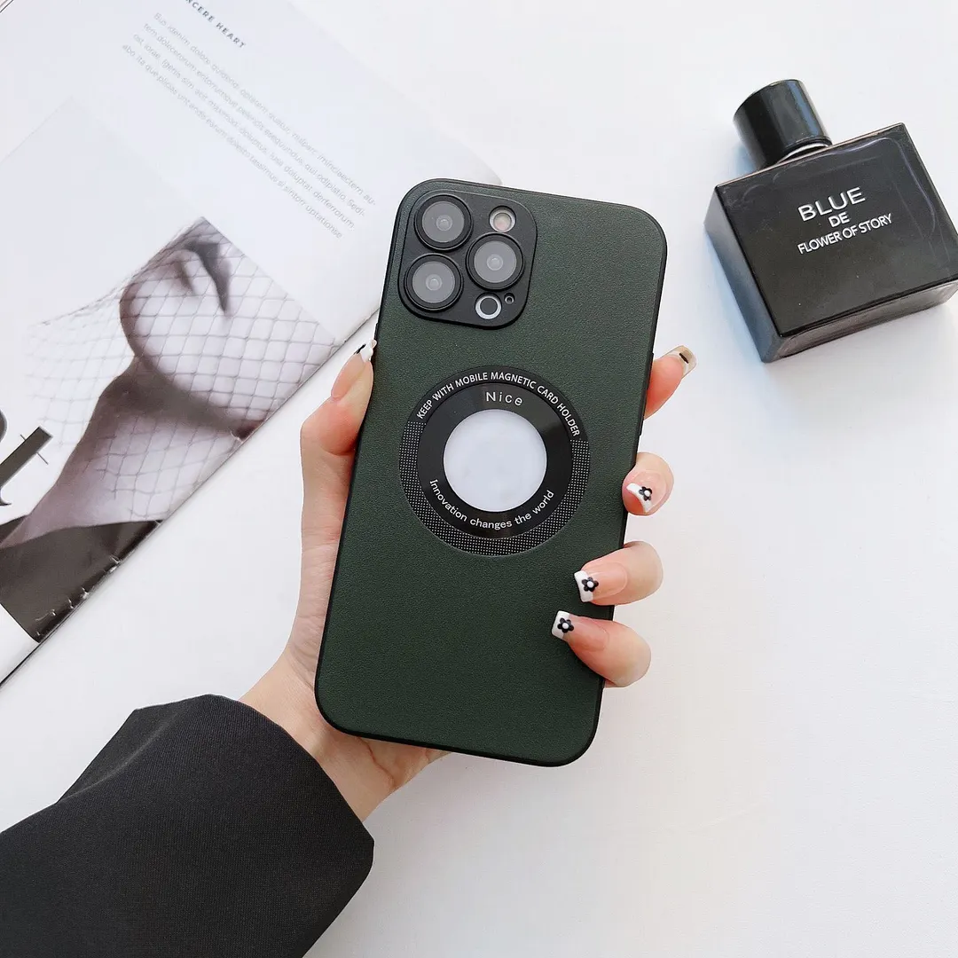 For iPhone13/14 Series Magnetic Hollow Logo Mobile Phone Case