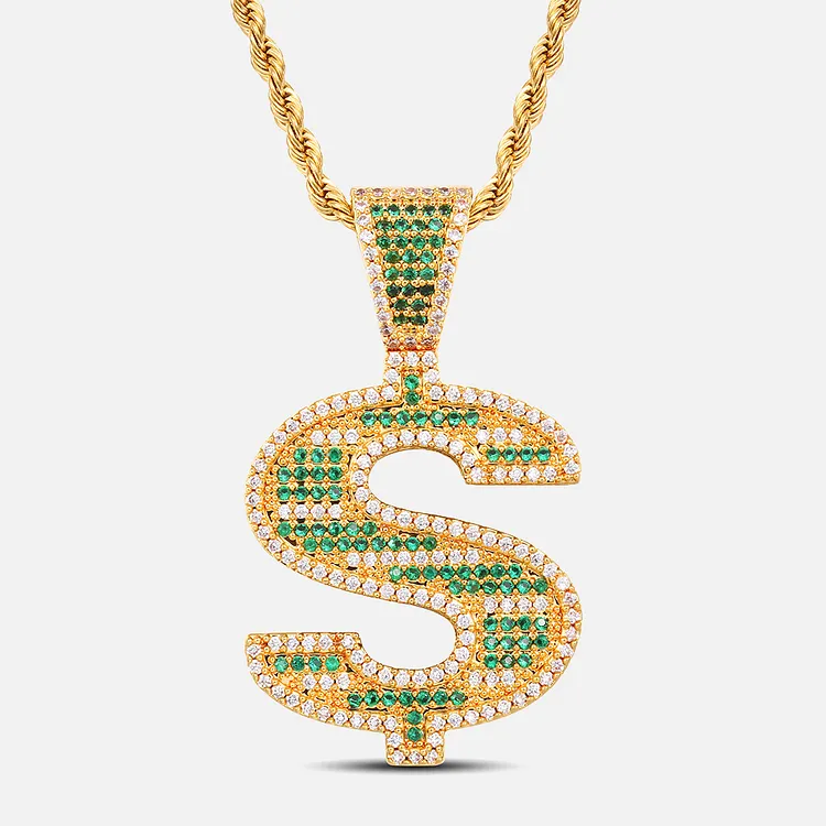 Iced Dollars Pendants Hip Hop Bling Bling Necklaces For Men