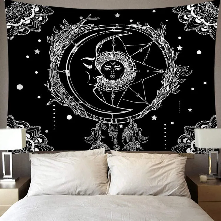 Hippie Void Sugar Skull Tapestry Mandala Wall Hanging Ouija Carpet Psychedelic Tapestry Yoga Boho Decor Blanket Wall Cloth